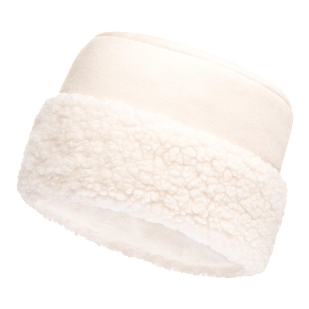 4046 Sherpa Trim Hat - Winter Hats - Suede Hat with Sherpa Fleece S, White